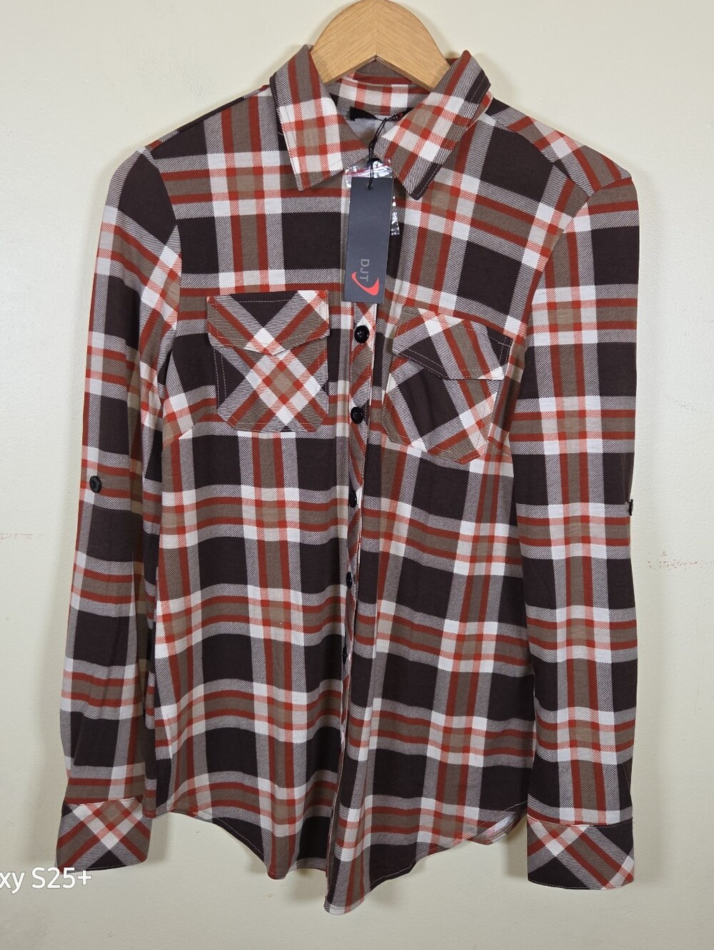 Women's Brown & Rust Plaid Button-Down Shirt